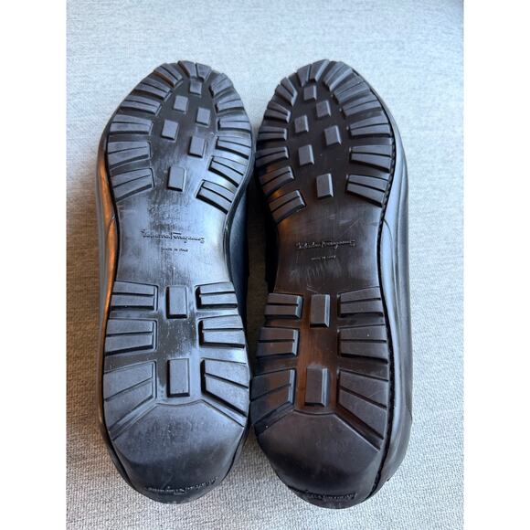 Salvatore Ferragamo Gitano Single Gancia Black Genuine Leather Loafer Men Sz 13 - Picture 10 of 12